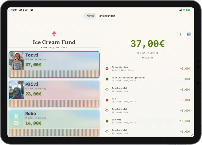 Ice Cream Fund-Startbildschirm auf einem iPad