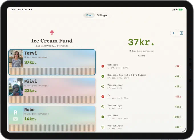 Heimaskjár Ice Cream Fund á iPad