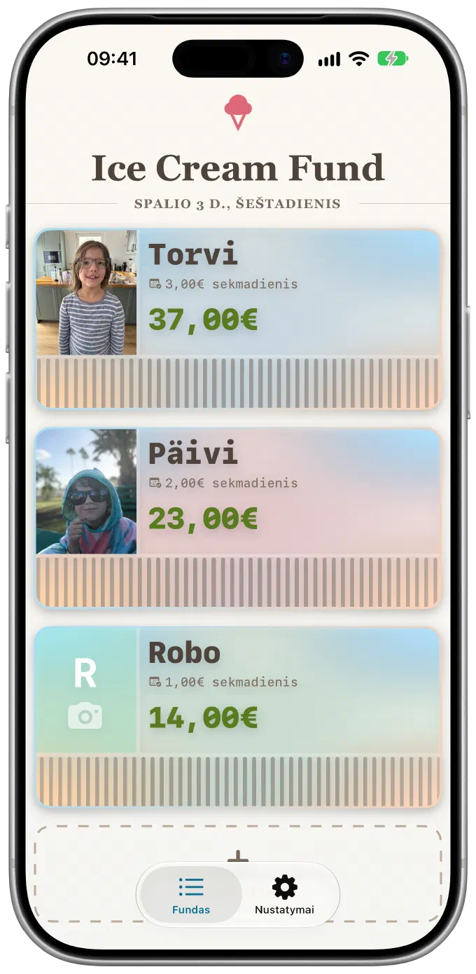 Ice Cream Fund pradžios ekranas standartinio dydžio iPhone