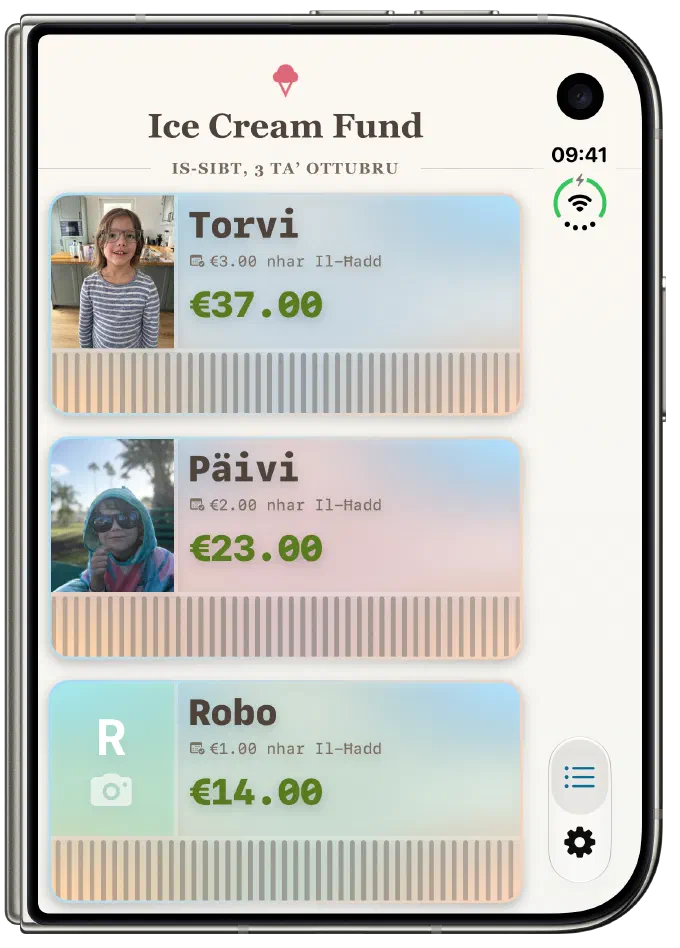 L-iskrin ewlieni ta' Ice Cream Fund fuq iPhone Duo mitwi