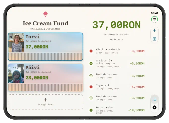 Ecranul principal Ice Cream Fund pe un iPhone Duo desfăcut